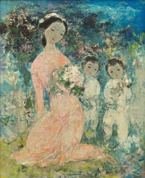 VCD アジア人の母と子供たち Oil Paintings